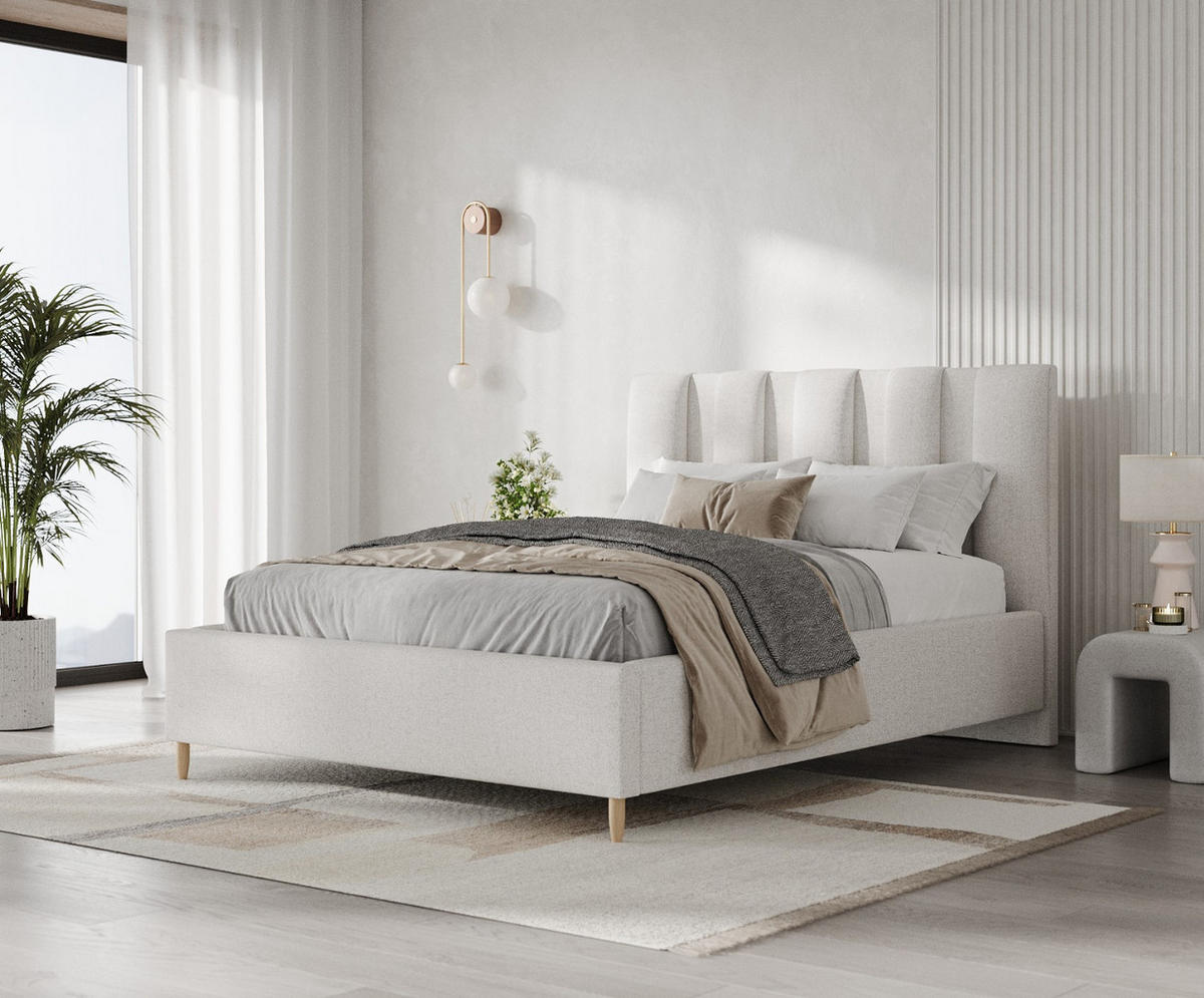 POLSTERBETT Loom 180/200 cm Hellbeige im Riva Stoff - Beige/Naturfarben, Holz/Holzwerkstoff (180/200cm) - AltaBeds
