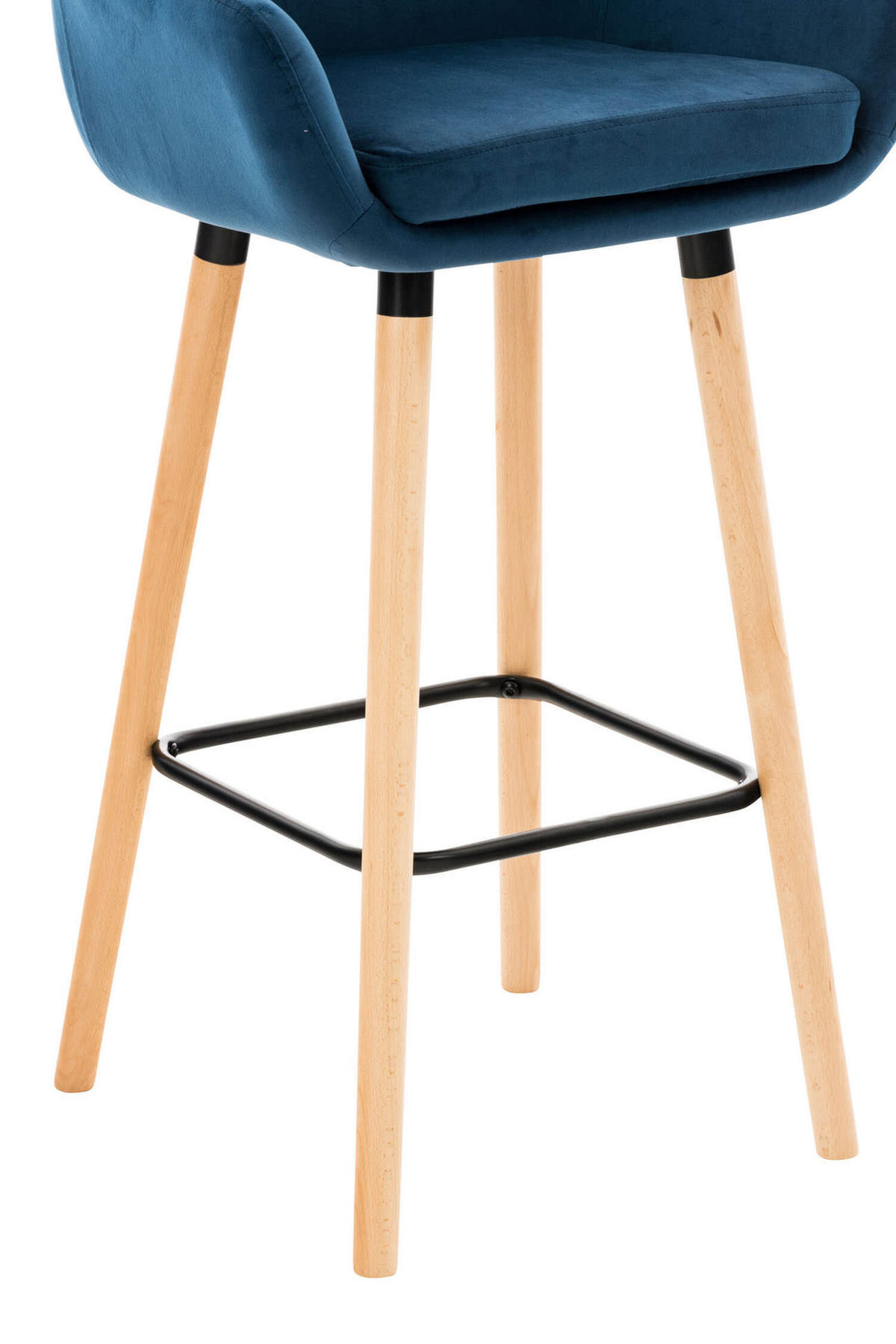 BARHOCKER Grande, 2er Set, Gestell Holz, Samt Blau - Blau/Braun, Holz/Textil (55/99/46cm) - TPFLiving