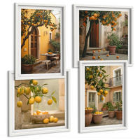 BILDER SET 4er Set - 50x50 cm & 40x60 cm Weißer Rahmen - Zitrusgarten in der Sonne - Weiß, Kunststoff (50/50cm) - TULUP