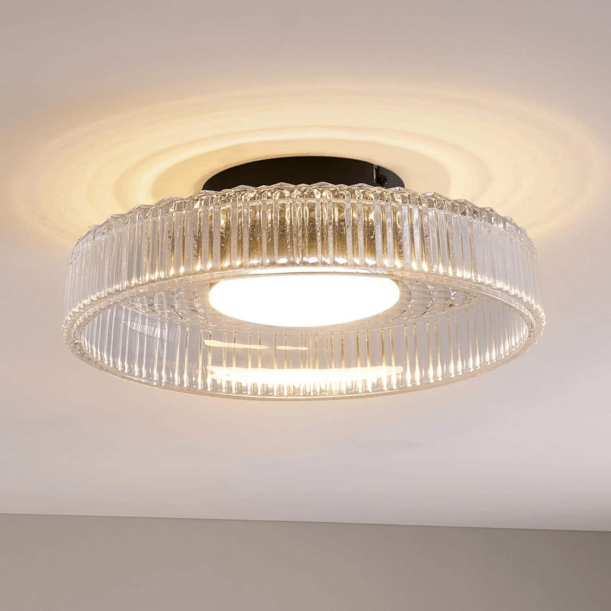 DECKENLEUCHTE Damian, Transparent und schwarz, 10cm - Transparent, Glas (10/30/6cm) - KOSILUM