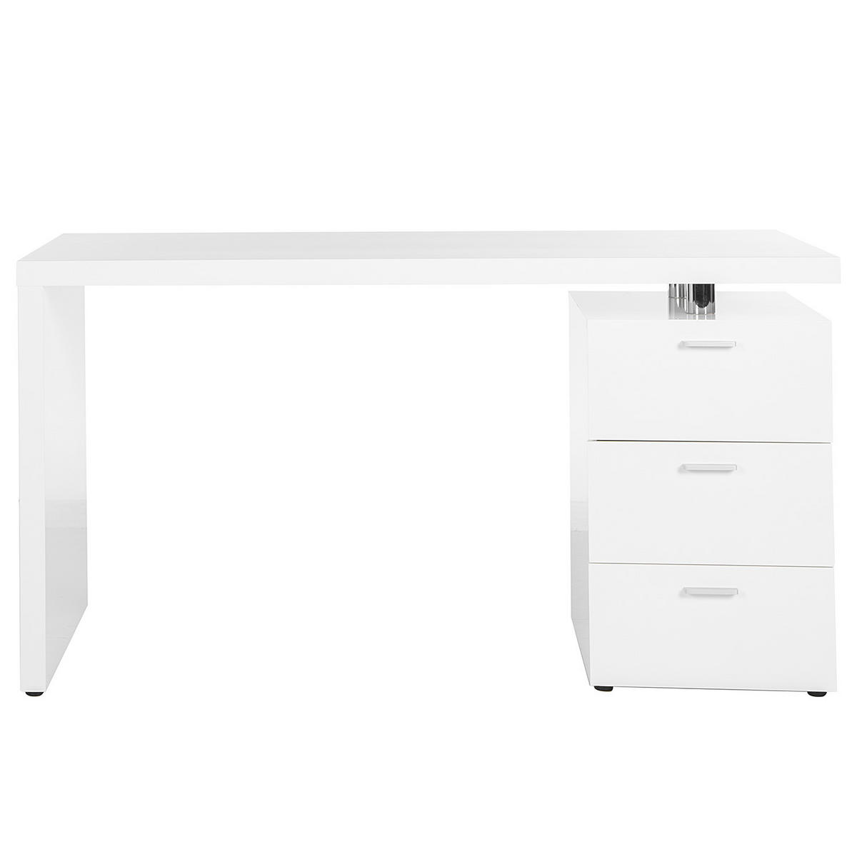 SCHREIBTISCH - Hochglanz Weiß - Weiß Hochglanz, Holzwerkstoff (65/140/76cm) - home24