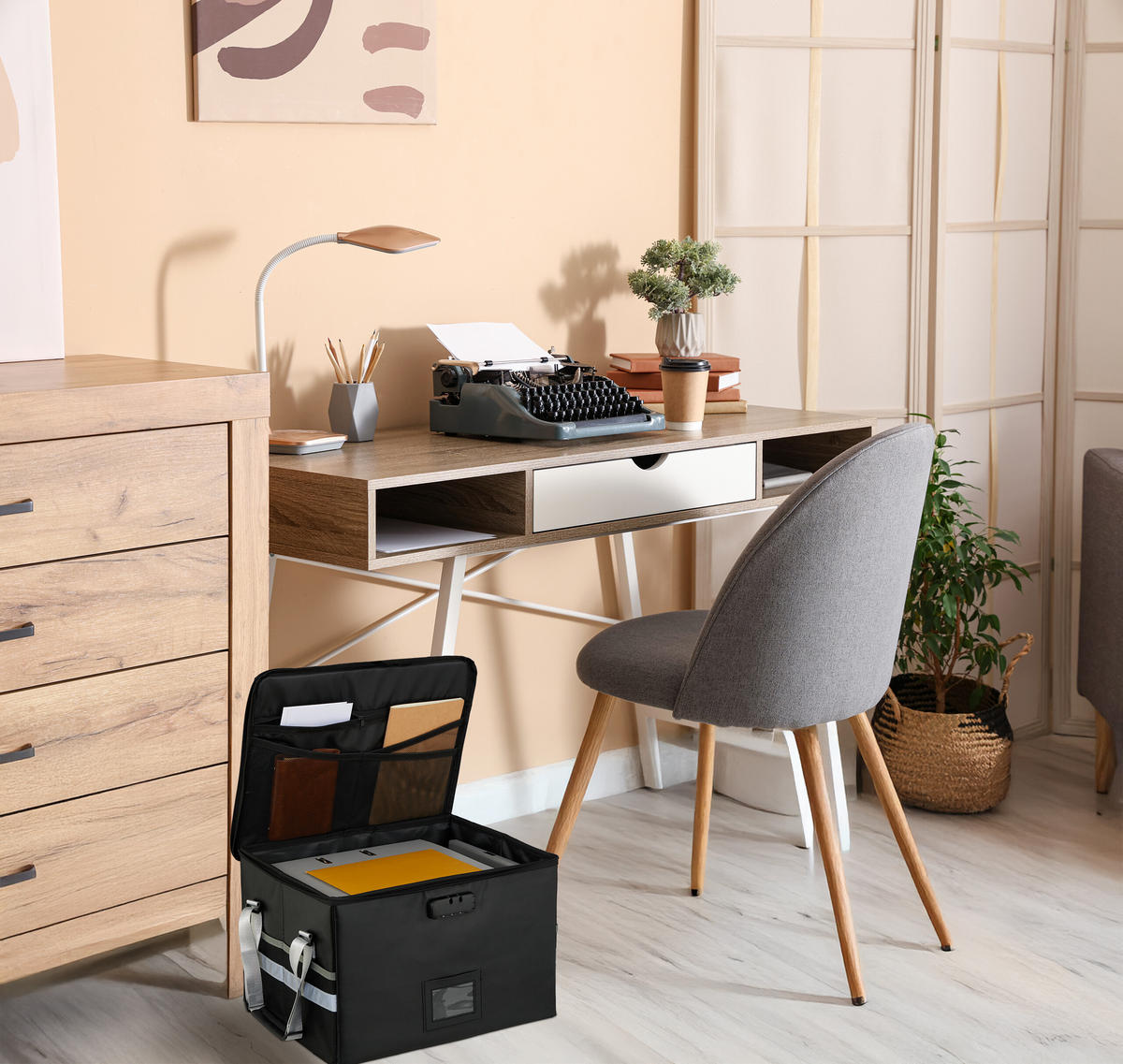 TORBA za dokumente - črna, umetna masa/tekstil (40/27/33cm) - Relaxdays