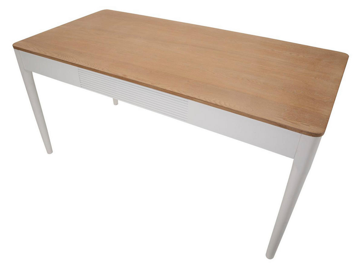 ESSTISCH Matera, weiß und braun, Eschenholz, Kiefernholz, MDF und Eisen, 180 x 90 x 80 cm - Weiß/Braun, Holz/Holzwerkstoff (90/180/80cm) - Mauro Ferretti