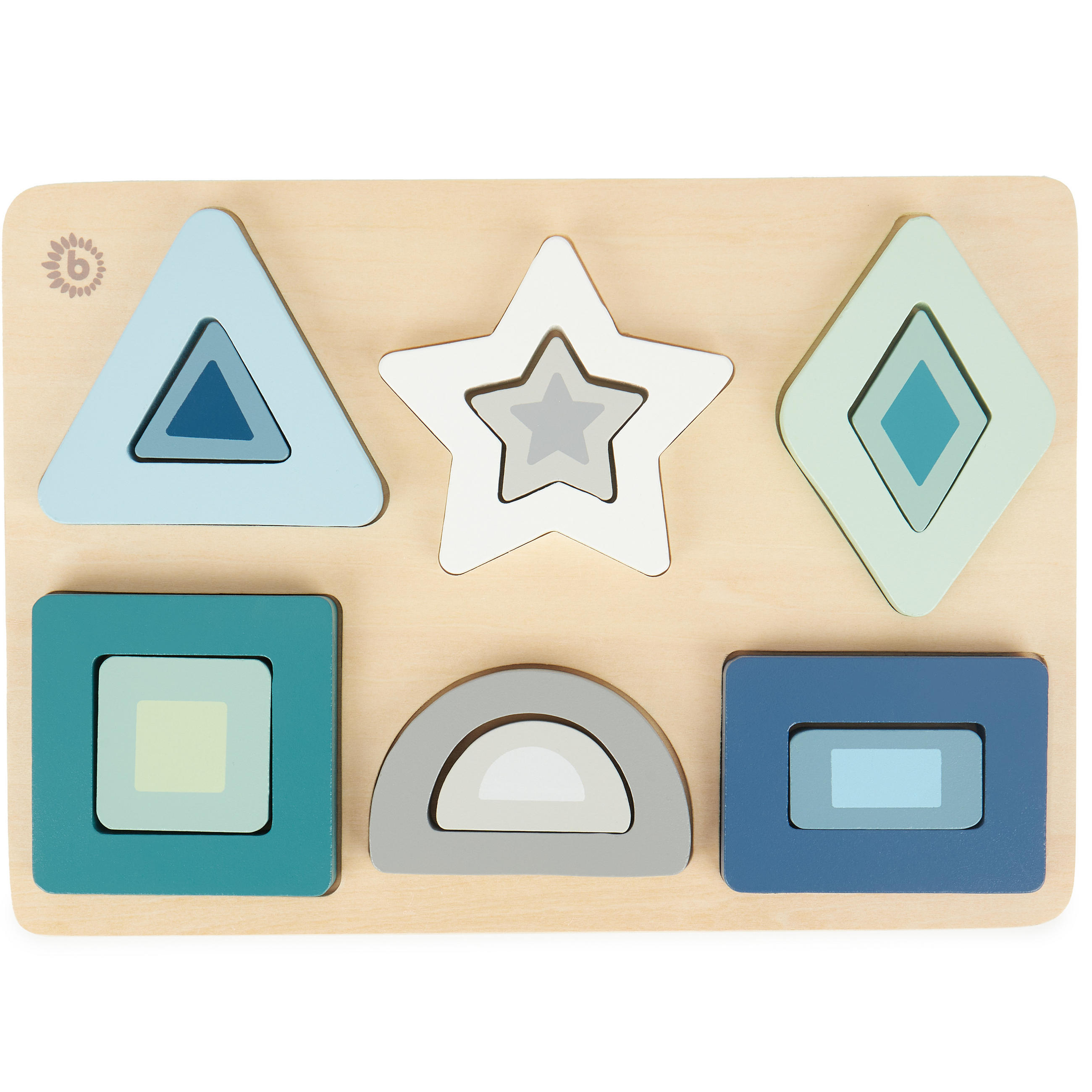 GEOMETRISCHES-PUZZLE aus Holz - ab 12 Mo - Blau, Holz (21/30cm) - Bieco Spielwaren