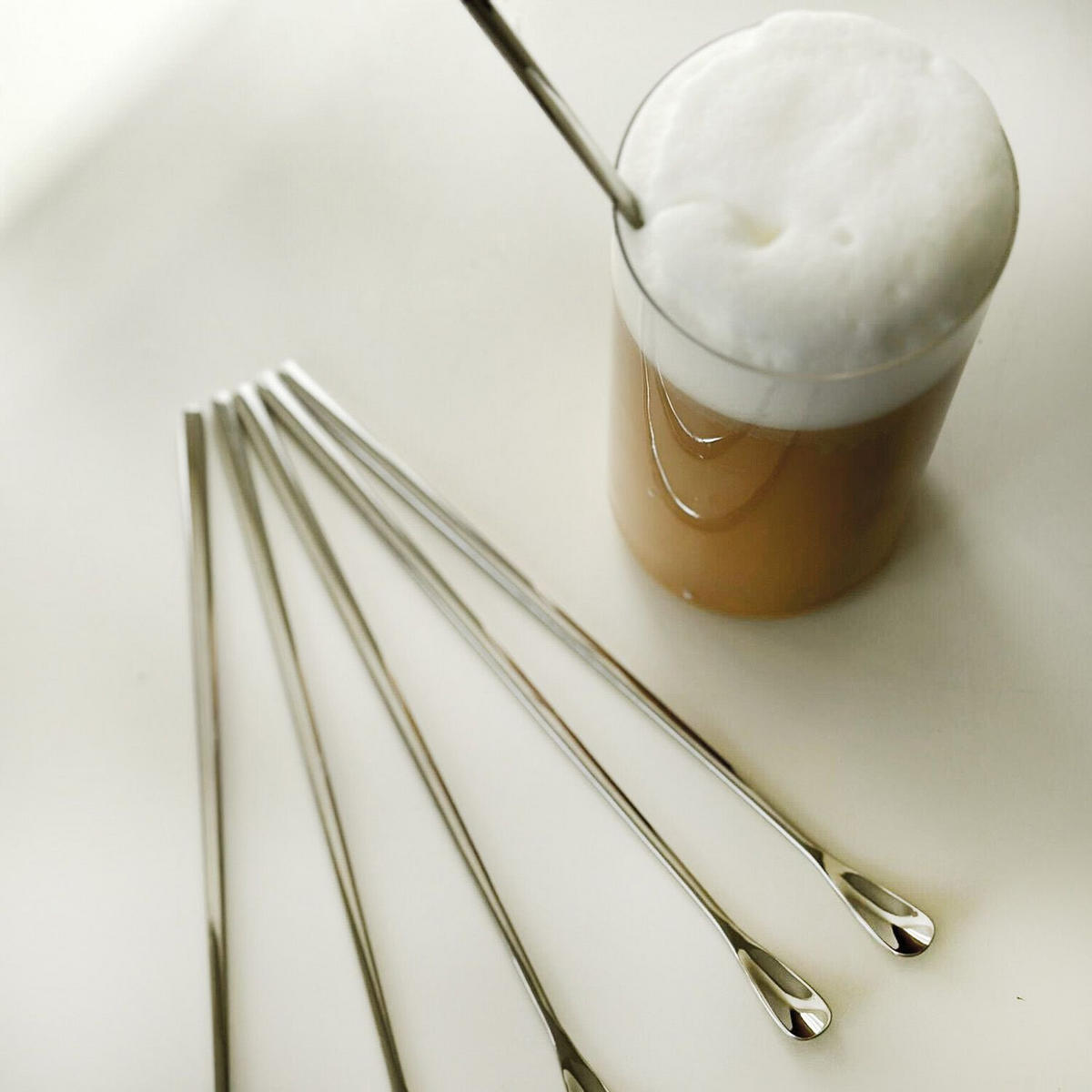 LATTE MACCHIATO LÖFFEL 22 cm Länge (6er Set) - Silberfarben, Metall - Intirilife