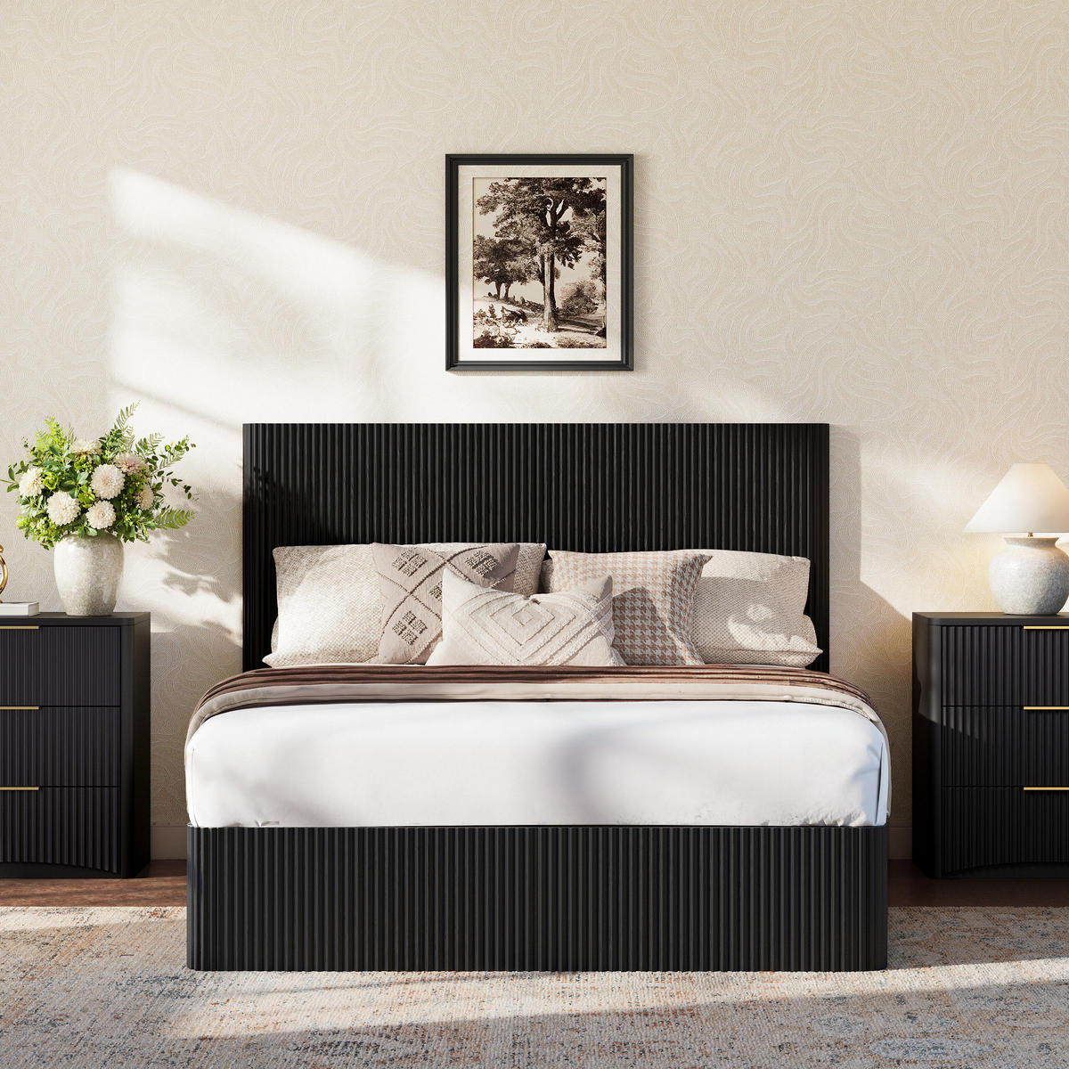 BETT 140/200 cm in Schwarz mit Stauraum und Lift-System - Schwarz, Holzwerkstoff/Metall (140/200cm) - WISHDOR