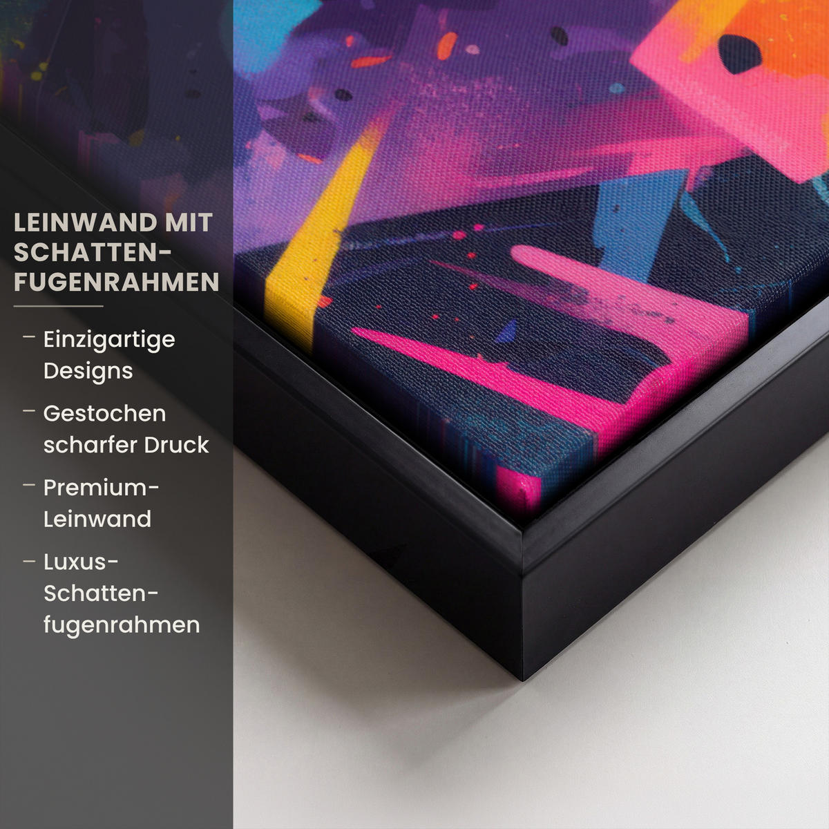 LEINWAND Bilder mit Rahmen - Abstrakt - Formen - Farbenfroh - 40x60 - Magenta, Textil (40/60cm) - MuchoWow