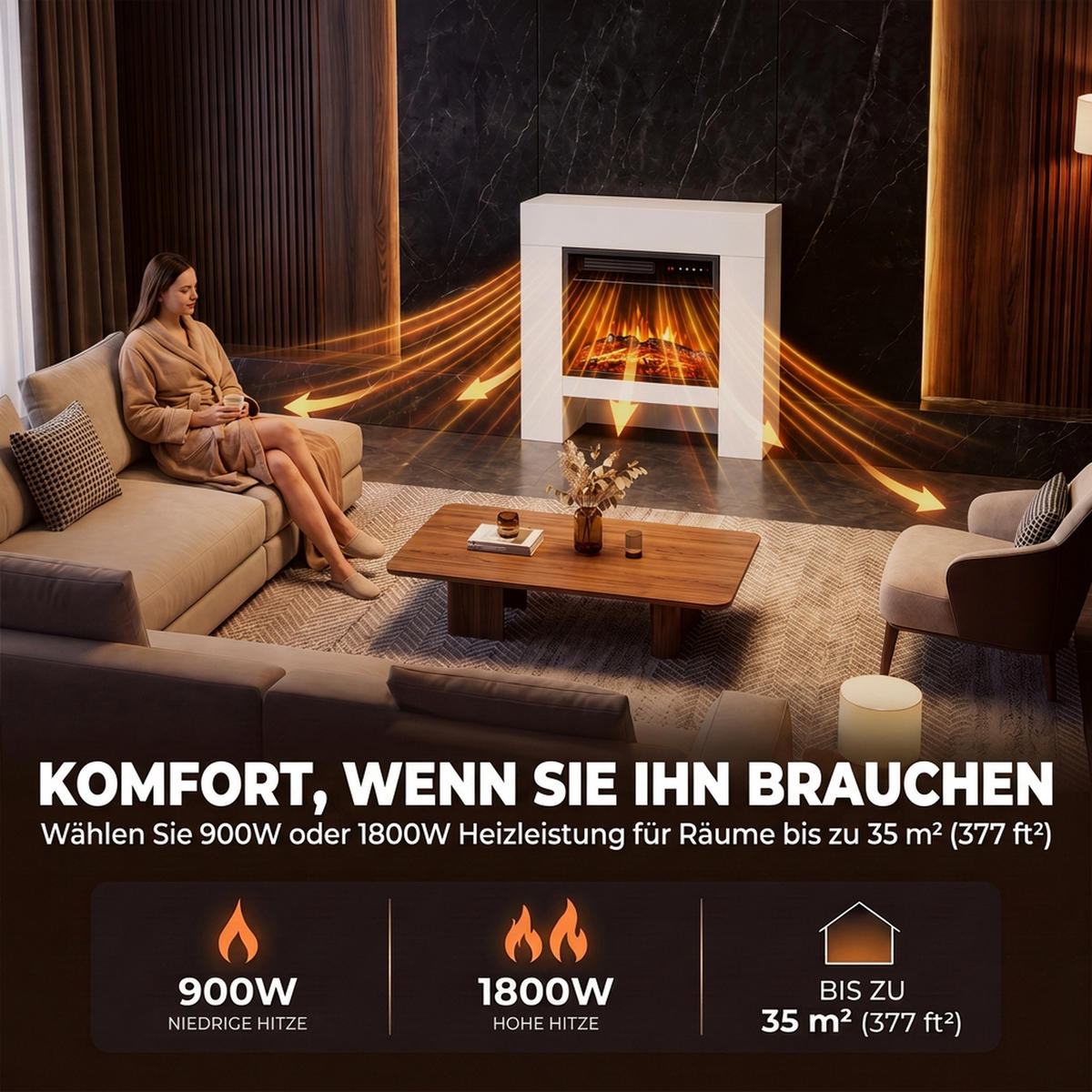 ELEKTROKAMIN Spanplatte Stahl Weiß - Weiß, Holzwerkstoff (25/85/75cm) - HOMCOM