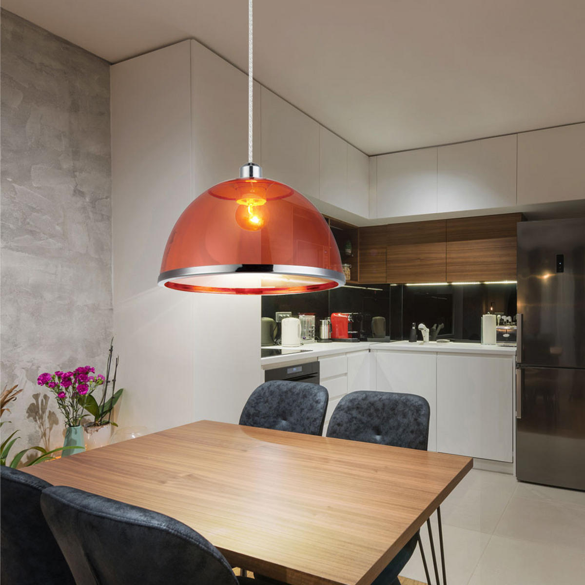 LED HÄNGELEUCHTE CARLO Rot - Rot, Metall (23/23/120cm)