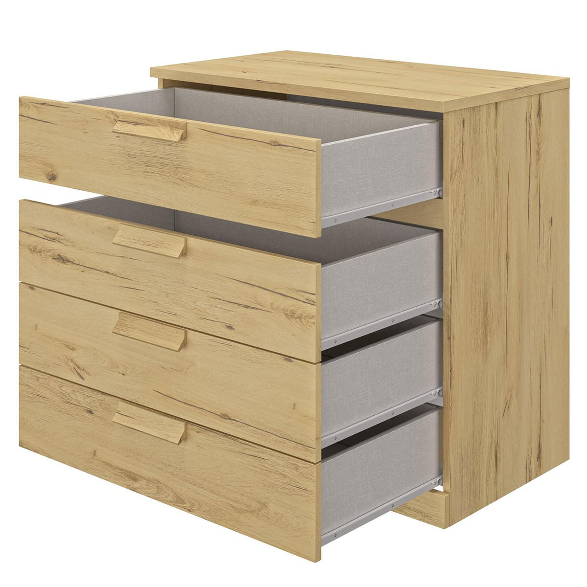 KOMMODE 4 Schubladen Cyrus - Französische Herstellung - 81/45/81 cm - Nussbaumfarben, Holzwerkstoff (45/81/81cm) - Calicosy