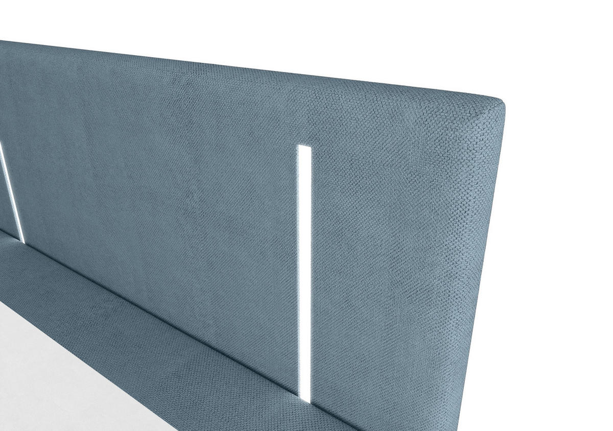 BOXBETT ONO mit Matratze H3, Bonell und Topper 140x200 CURIO 74 - Blau, Textil (140/200cm) - Bedante