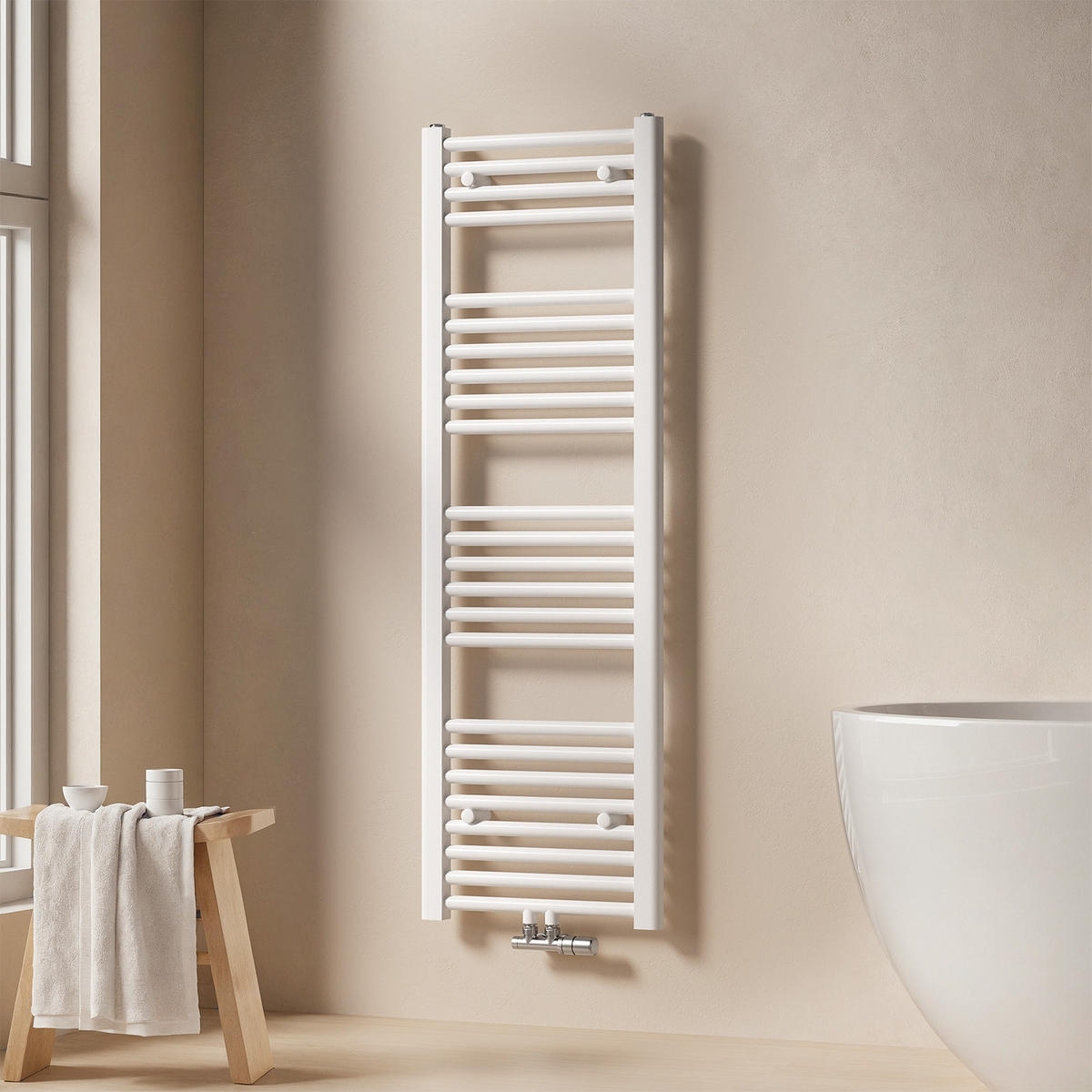 HEIZKÖRPER Handtuchheizkörper wasserführend 120/40/3 cm - Weiß, Metall (40/120/3cm) - EMKE