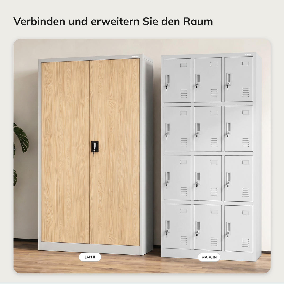METALL-AKTENSCHRANK JAN II 185x115x40 cm - Grau/Sonoma Eiche, Metall (115/185/40cm) - Jan Nowak