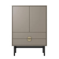 HIGHBOARD Stoon II STEINGRAU 85 CM - Beige/Goldfarben, Holzwerkstoff/Metall (85/124/38cm) - Selsey