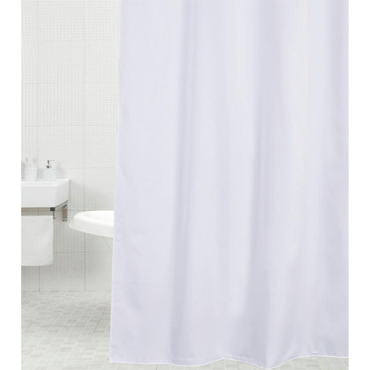 DUSCHVORHANG Weiß 180 x 200 cm - Weiß, Textil (180/200cm) - Sanilo