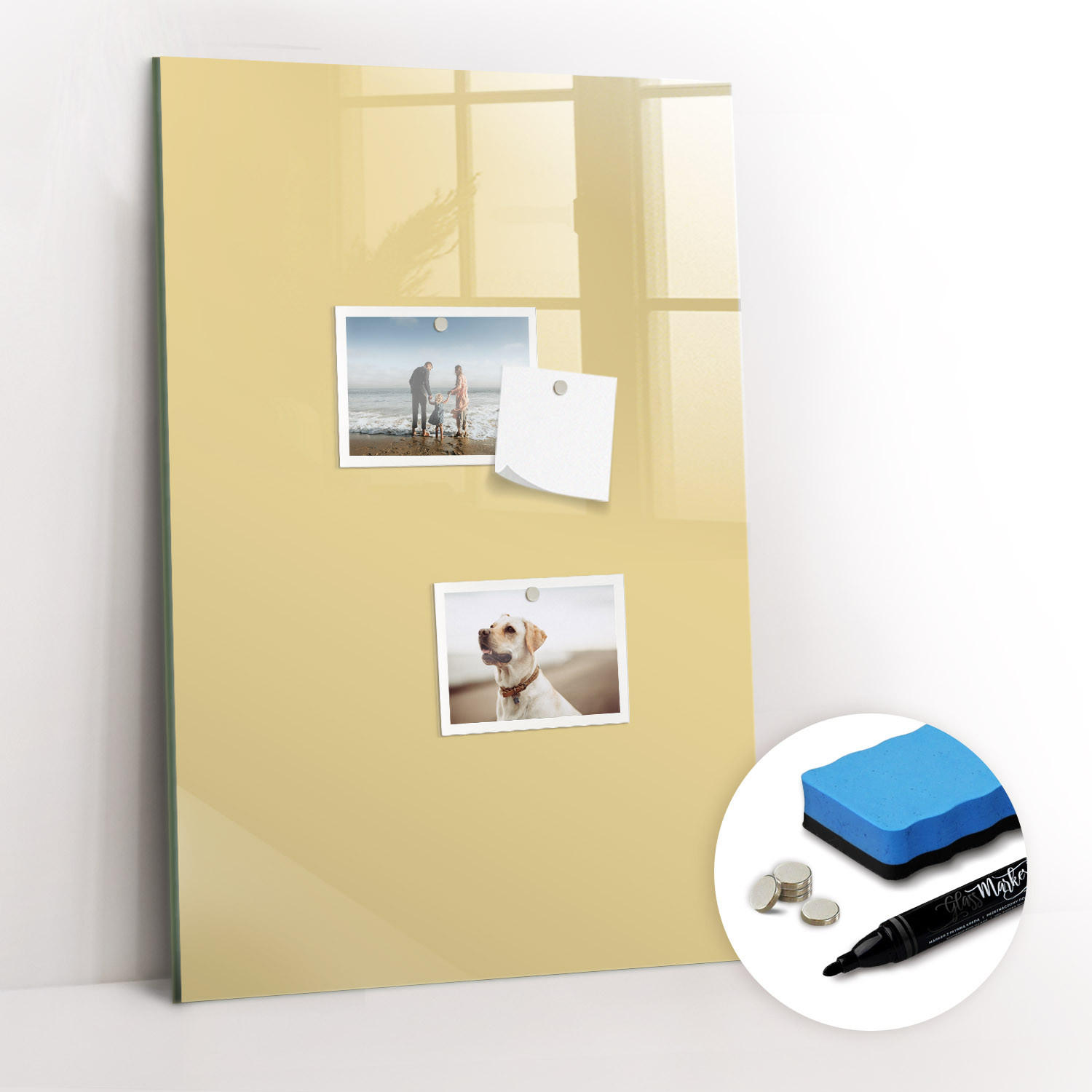 MAGNETTAFEL 40x60 Creme schwarzer Marker - Creme, Glas (40/0.4/60cm) - TULUP