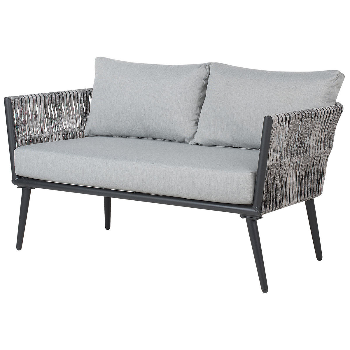 GARTENMÖBEL-SET 4-sitzer Rattan Grau Preveza - Grau, Kunststoff - Beliani