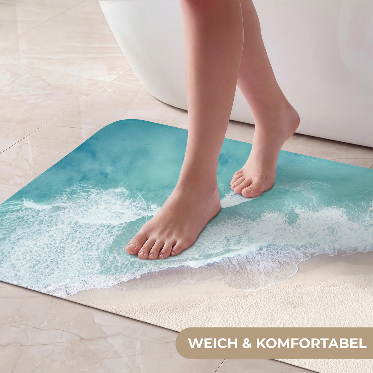 KOUPELNOVÁ PŘEDLOŽKA Pláž - Moře - Příroda - Léto 80x50 cm - tyrkysová, textil/plast (80/50cm) - OnlyWow