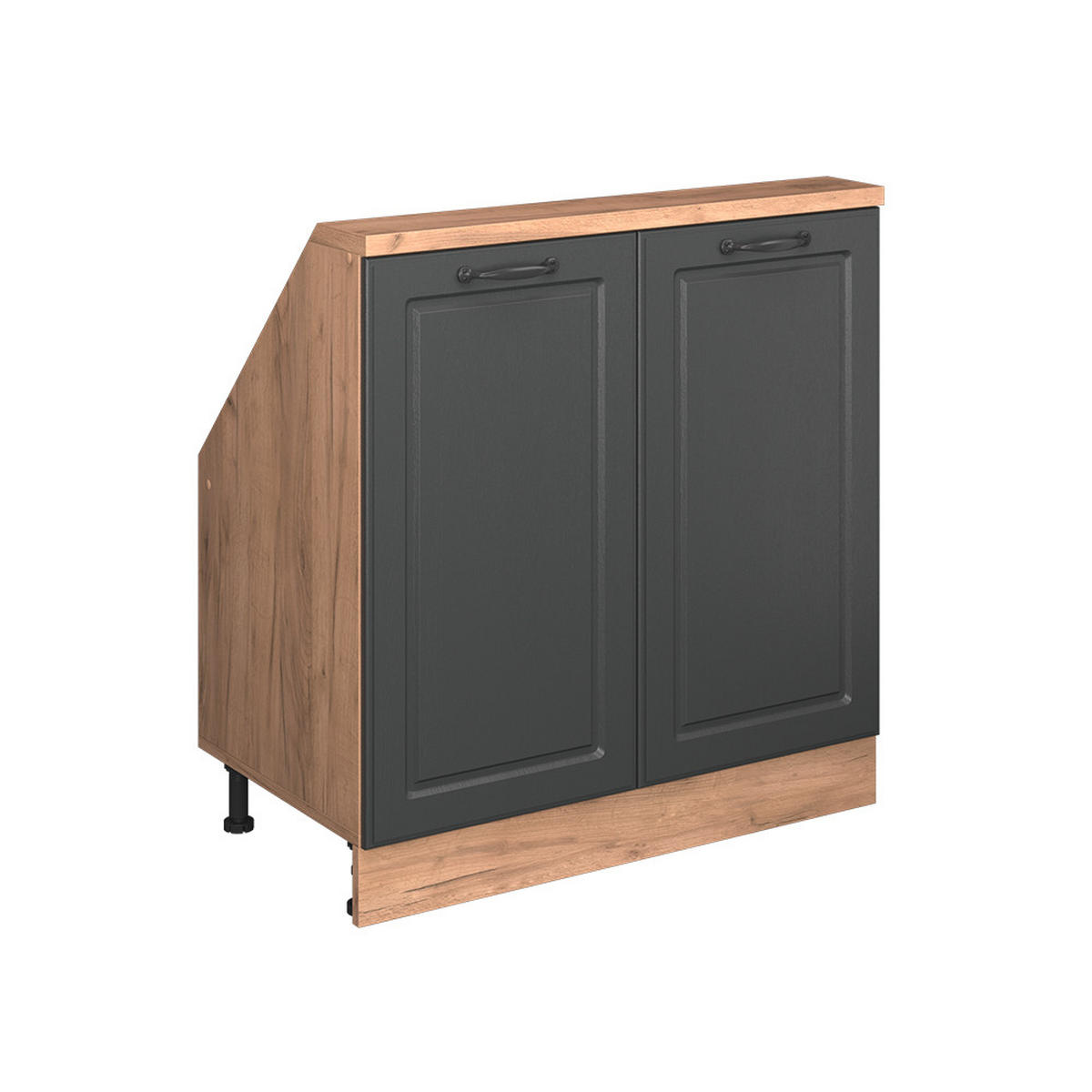 KUCHYŇSKÁ SKŘÍŇKA POD ŠIKMOU STŘECHU R-Line Antracitový venkovský dům / dub kraft zlatý - medově dubová/antracitová, kompozitní dřevo (80/81.6/46cm) - Vicco