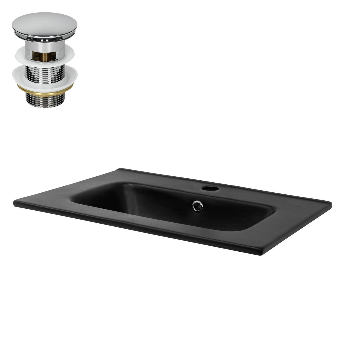 WASCHBECKEN - Schwarz, Keramik (46/16.5/61cm) - ML-DESIGN