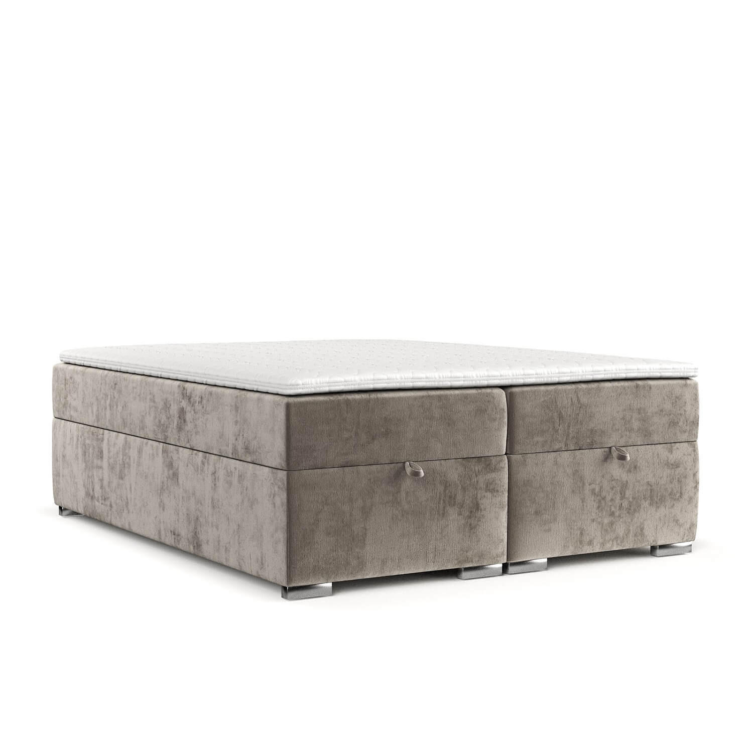BOXBETT Reto 140/200 cm Beige im Lotta Stoff - Chromfarben/Beige, Holz/Holzwerkstoff (140/200cm) - AltaBeds