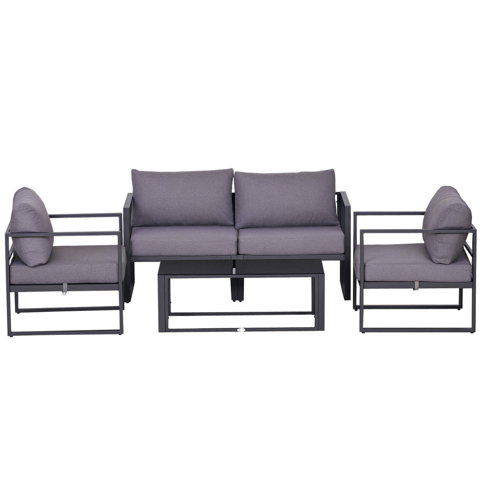 VIERTEILIGES GARTENMÖBEL SET DE-06516 Sofa mit Sitzkissen, Tisch mit Stauraum Grau - Grau, Textil/Metall - ComfortXL