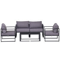VIERTEILIGES GARTENMÖBEL SET DE-06516 Sofa mit Sitzkissen, Tisch mit Stauraum Grau - Grau, Textil/Metall - ComfortXL