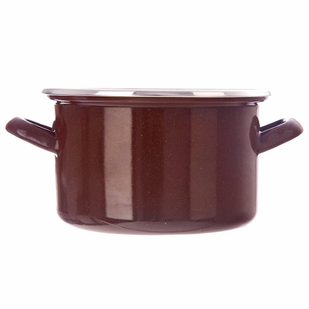 EMAILLIERTOPF Brown mit Griffen braun - Braun, Metall (18cm) - Orion 