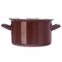 EMAILLIERTOPF Brown mit Griffen braun - Braun, Metall (18cm) - Orion 