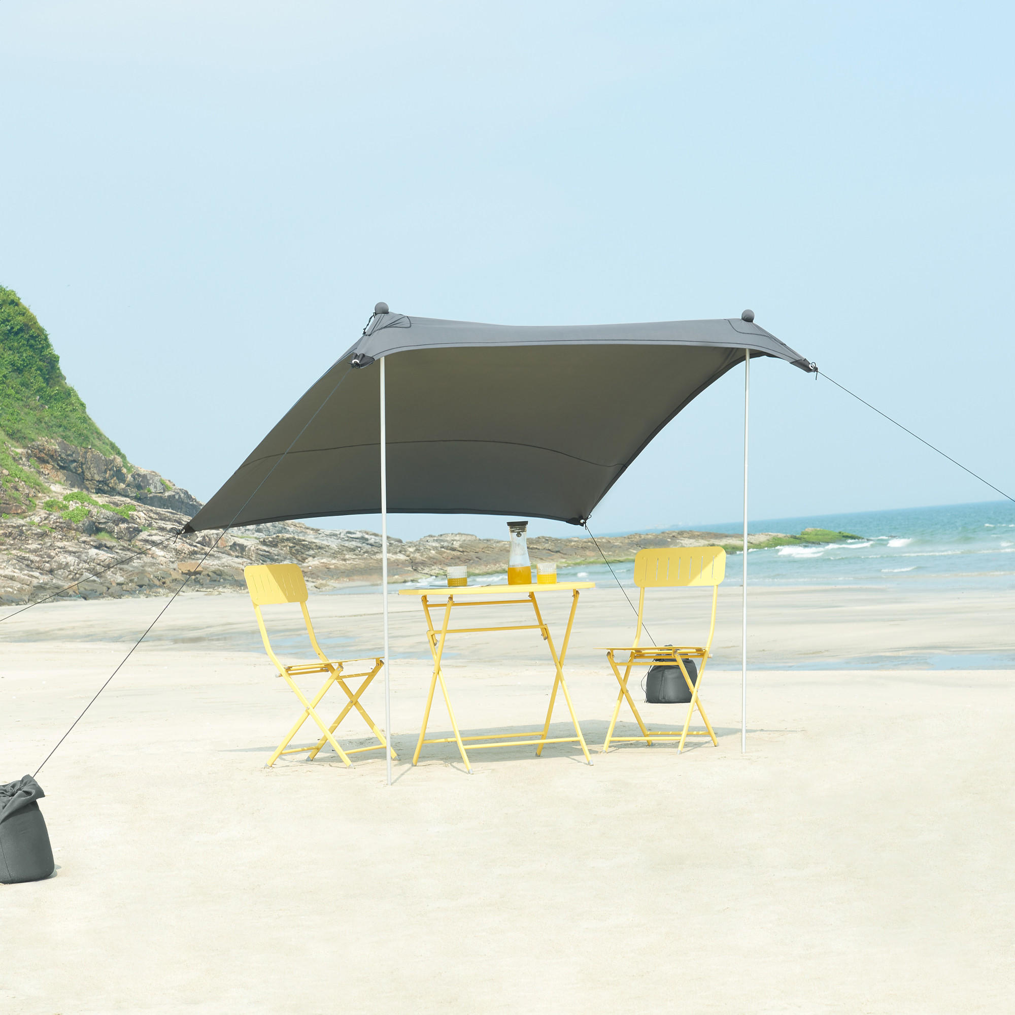 STRANDZELT Bernheze - Grau, Textil/Metall (200/200cm) - pro.tec