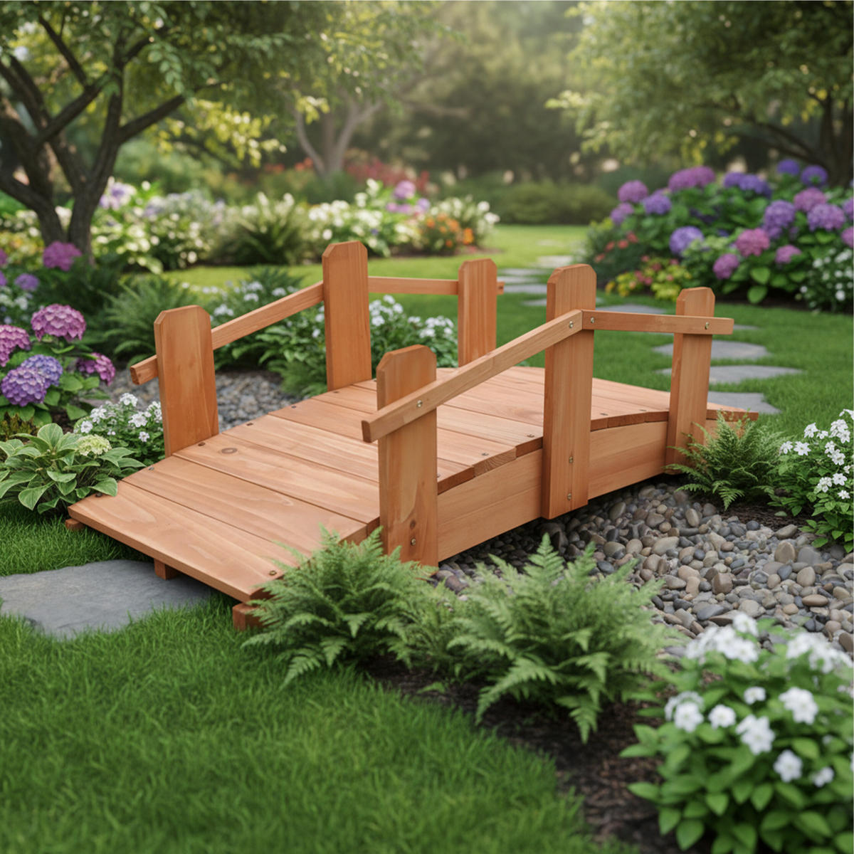 GARTENBRÜCKE - Orange, Holz (70/32/25cm) - Relaxdays