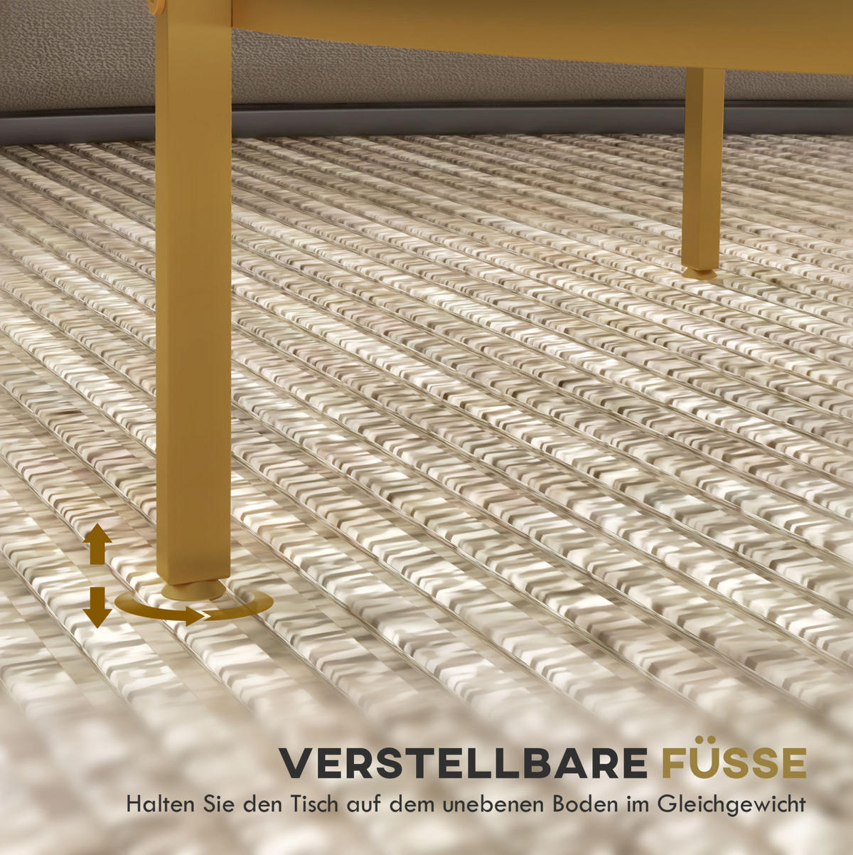 BEISTELLTISCH 60/43 cm in Gold mit 2 Etagen und Glasplatten - Goldfarben, Glas (60/60/43cm) - BEAOK