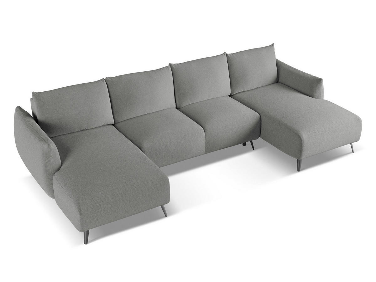 WOHNLANDSCHAFT Chenille Stoff Grau - Schieferfarben/Schwarz, Textil/Metall (317/86/162cm) - Makamii