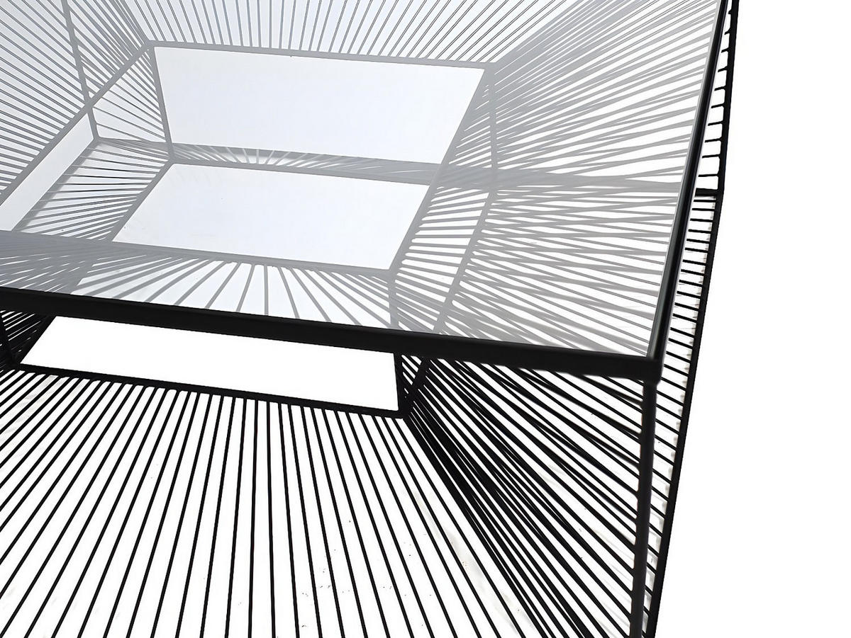 COUCHTISCH - Glas & Metall - Schwarz - CLARENCE - Transparent, Glas (80.5/80.5/38cm) - Vente-Unique