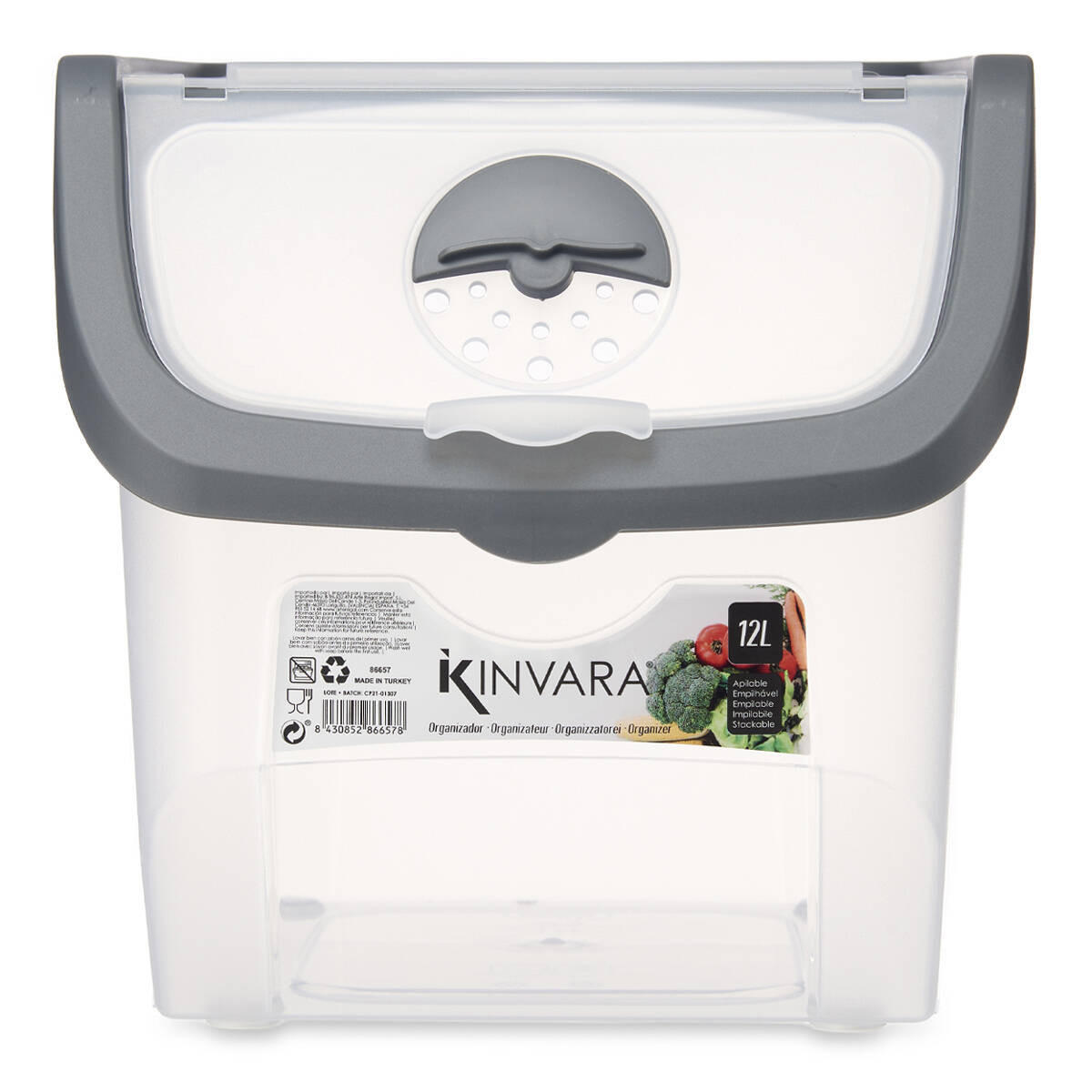 GEMÜSEBEHÄLTER 12 l - Dunkelgrau, Kunststoff (31/24/23.5cm) - Kinvara