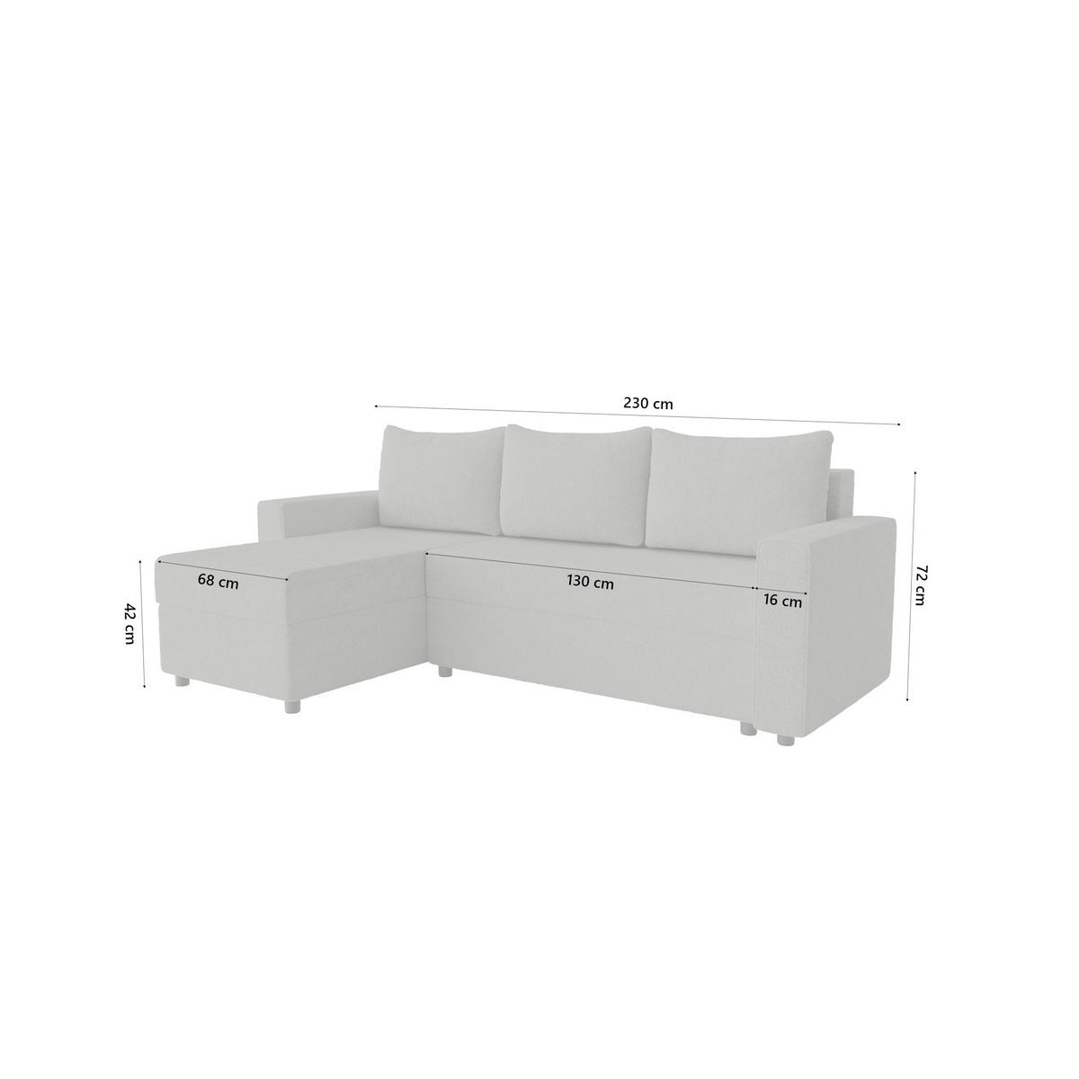 ECKSOFA Goka Lux L mit Schlaffunktion und 2 Bettkästen, Graphit - Graphitfarben, Textil (230/146cm) - Fedve