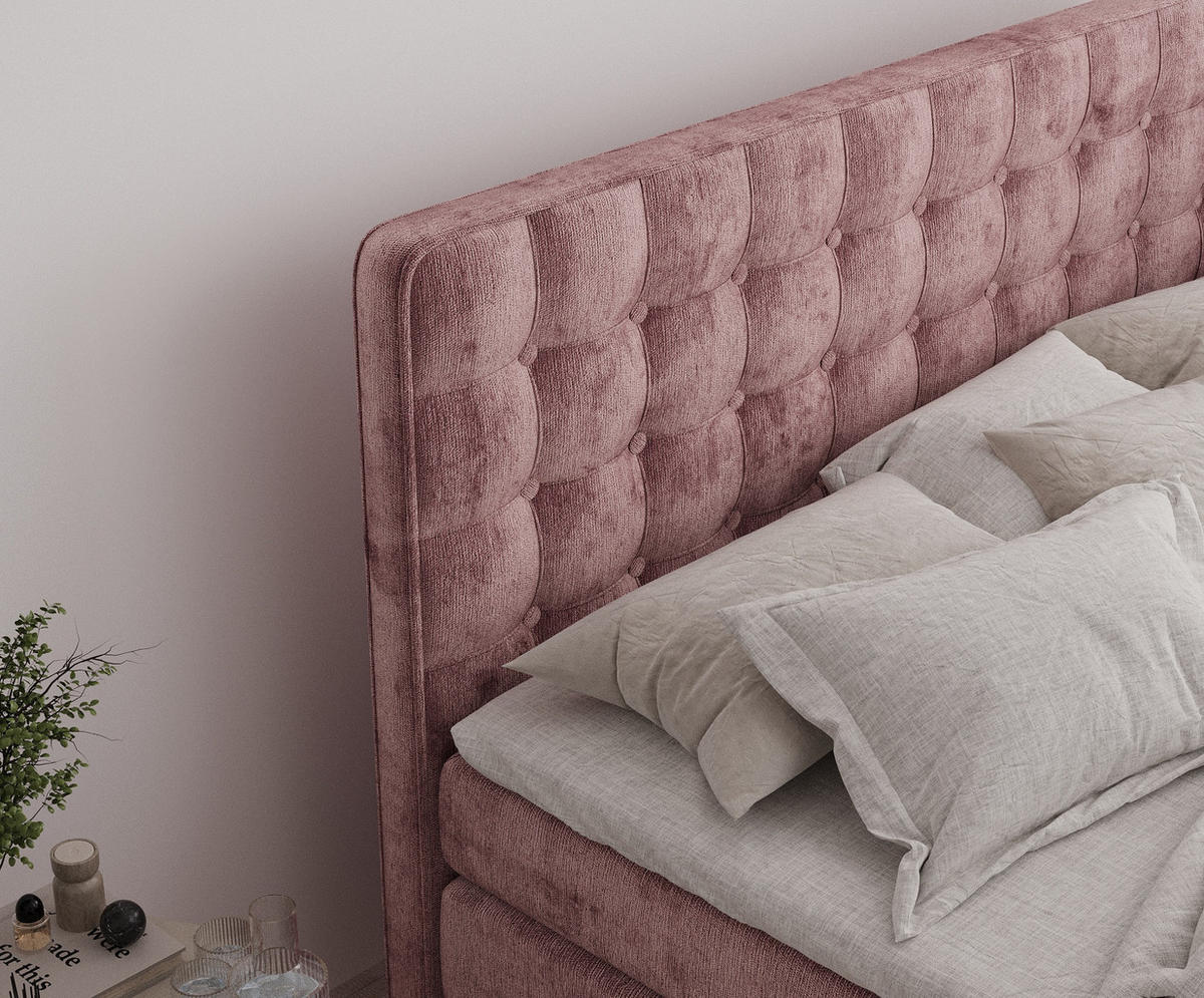 BOXSPRINGBETT Velouria Rosa 180/200 cm - Schwarz/Rosa, Holz/Holzwerkstoff (180/200cm) - Maison de Reve