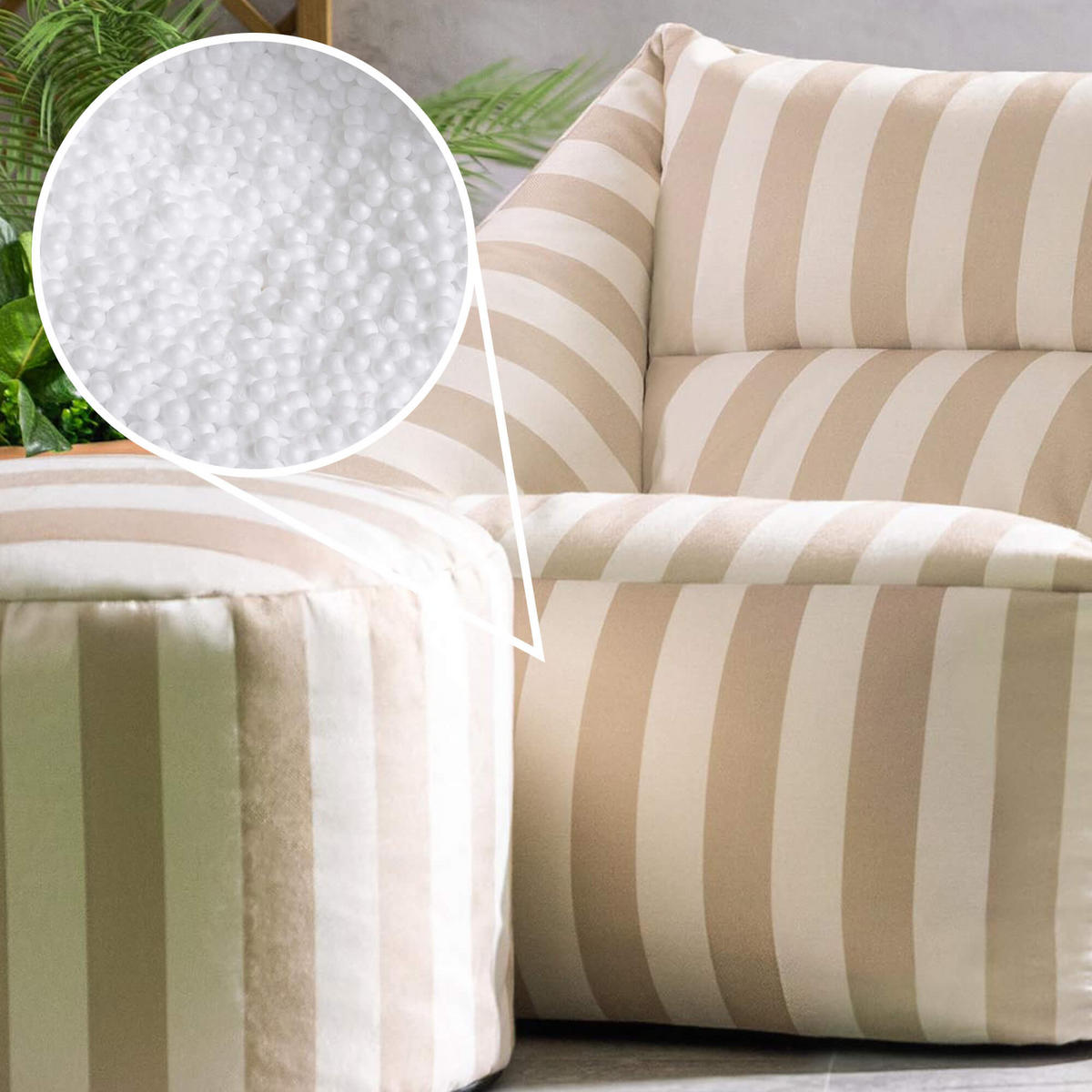 SITZSACK mit Sitzpouf Natalia - Taupe, Textil (97/73/84cm) - icon