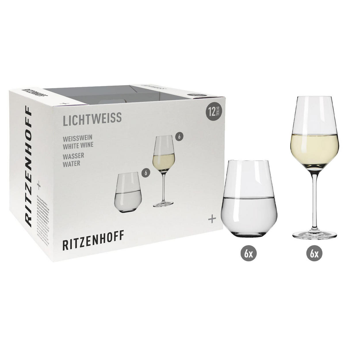 WEISSWEIN- UND WASSERGLÄSER Lichtweiss Aurelie transparent 12er Set - Transparent, Glas - Ritzenhoff
