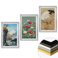 WANDBILDER 3er Set - 40x60 cm Silberner Rahmen - Berglandschaft, Fluss, Blumen, Kraniche - Silberfarben, Kunststoff (40/60cm) - ArtPrintCave