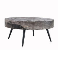 COUCHTISCH 70 cm grau in Marmoroptik mit Metallgestell - Schwarz, Holzwerkstoff (70/70/35.5cm) - Flora Grace