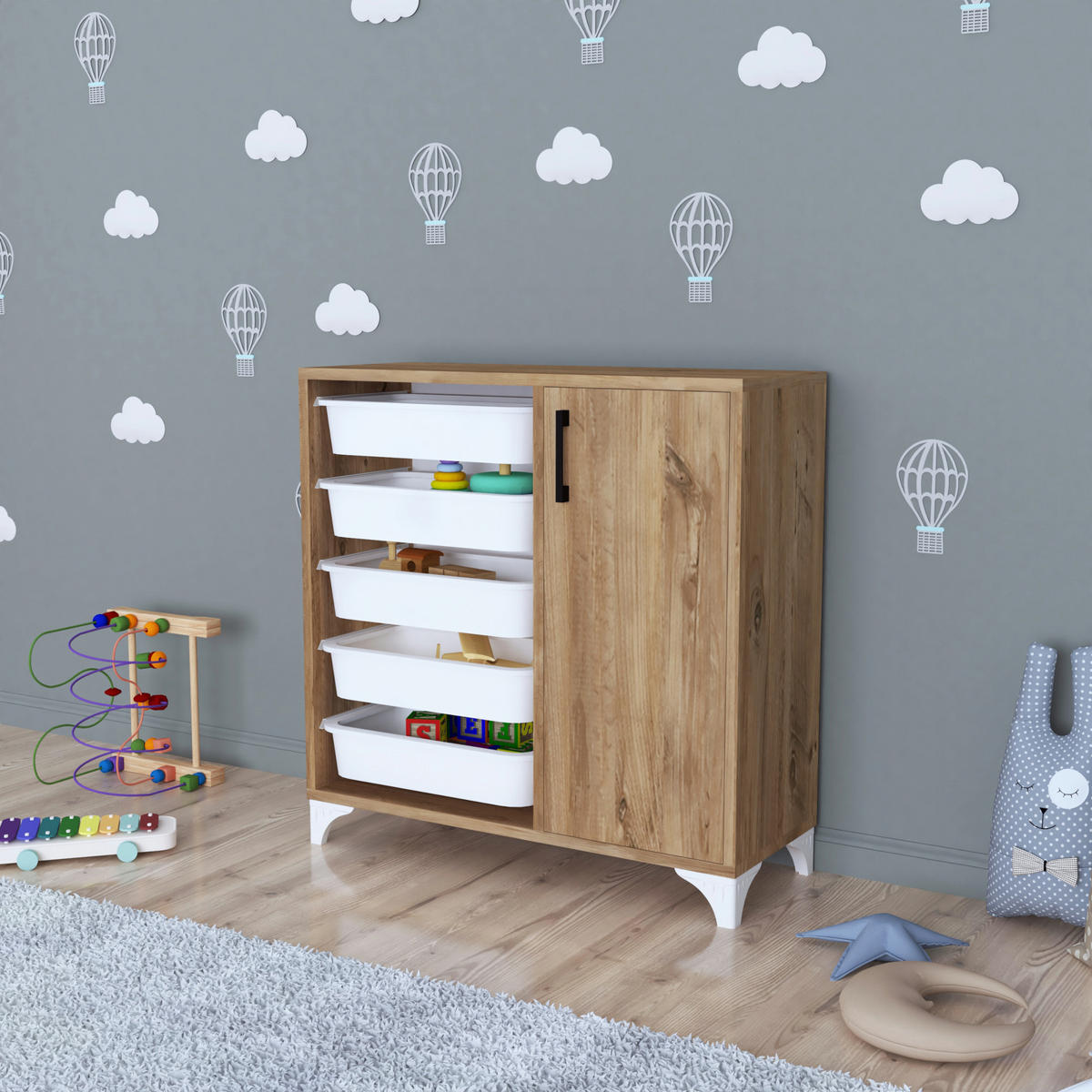 BEISTELLSCHRANK Aurland - Eichefarben, Holzwerkstoff (77/78.5/30cm) - [en.casa]
