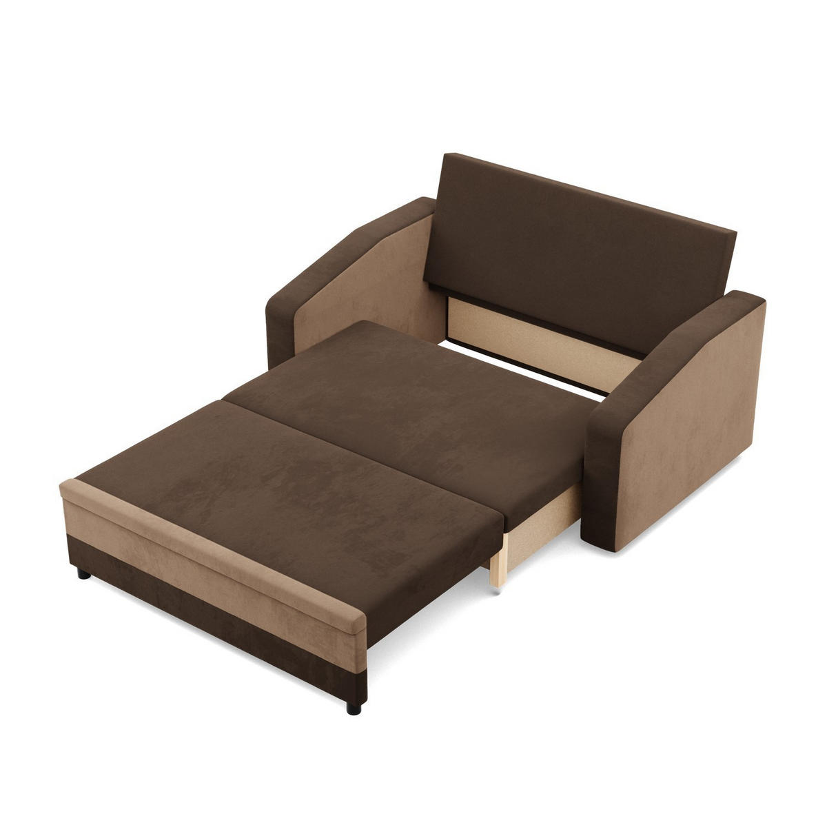 SOFA 2-SITZER MIT SCHLAFFUNKTION ORION, Dunkelbraun + Braun - Braun, Textil (148/90/87cm)