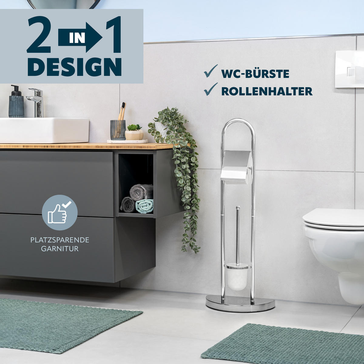 WC-GARNITUR, transparent - Chromfarben, Metall (33/84/17.5cm) - bremermann