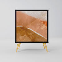 SIDEBOARD SANDHILLS SPLENDOUR, Schwarz, 57,5x42x75,5 cm, Goldfarbene Metallfüße - Goldfarben/Multicolor, Holzwerkstoff/Metall (57.5/75.5/42cm) - SpaceRebels