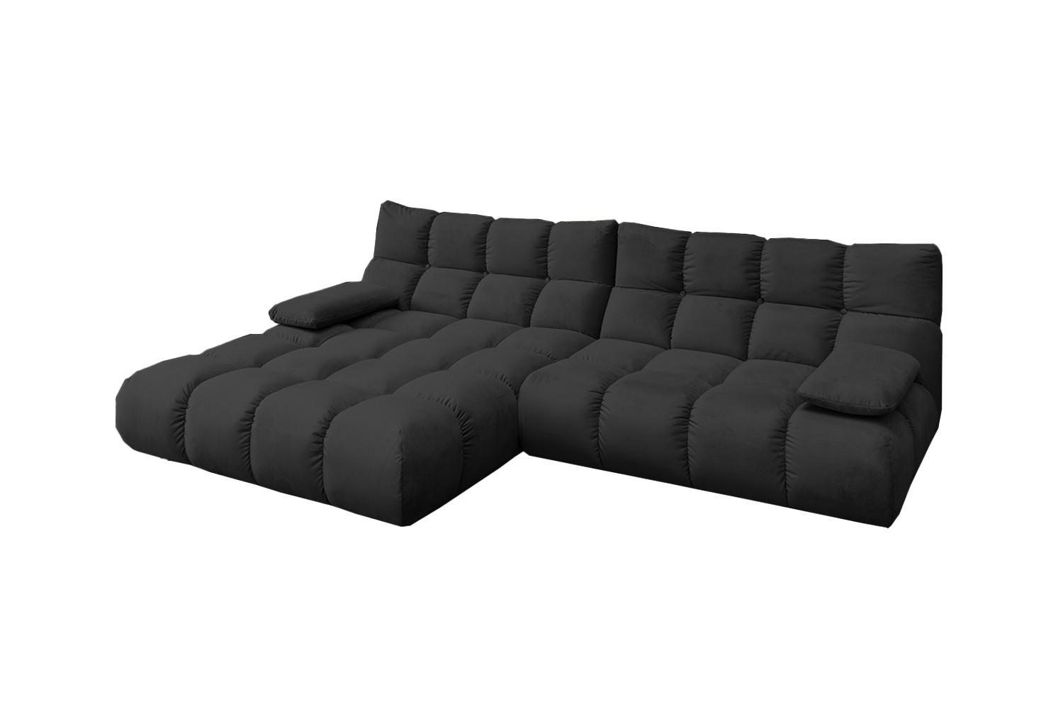 ECKSOFA VIVIEN Schwarz Velvet - Schwarz, Kunststoff/Textil (290/178cm) - KAWOLA