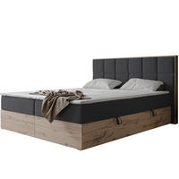 BOXBETT LAVIO II 180/200 cm, in Dunkelgrau, mit Matratze und Topper - Dunkelgrau, Holzwerkstoff/Textil (180/200cm) - Idohome