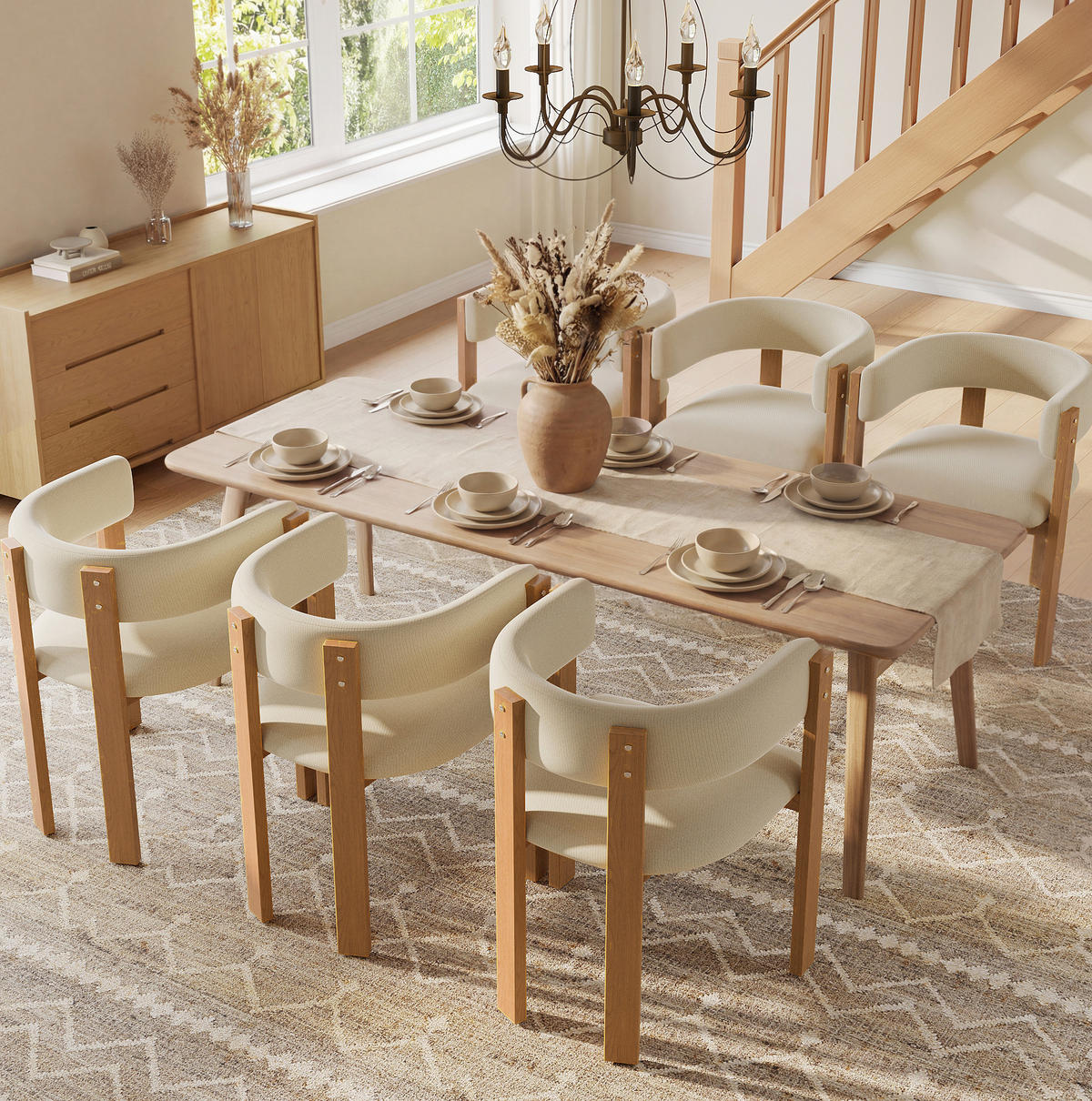 ESSZIMMERSTUHL ergonomisch 47 x 48 x 72,5 cm Beige mit Metallbeinen in Holzoptik 6er-Set - Beige, Metall (44/72.5/54.7cm) - Meubliv