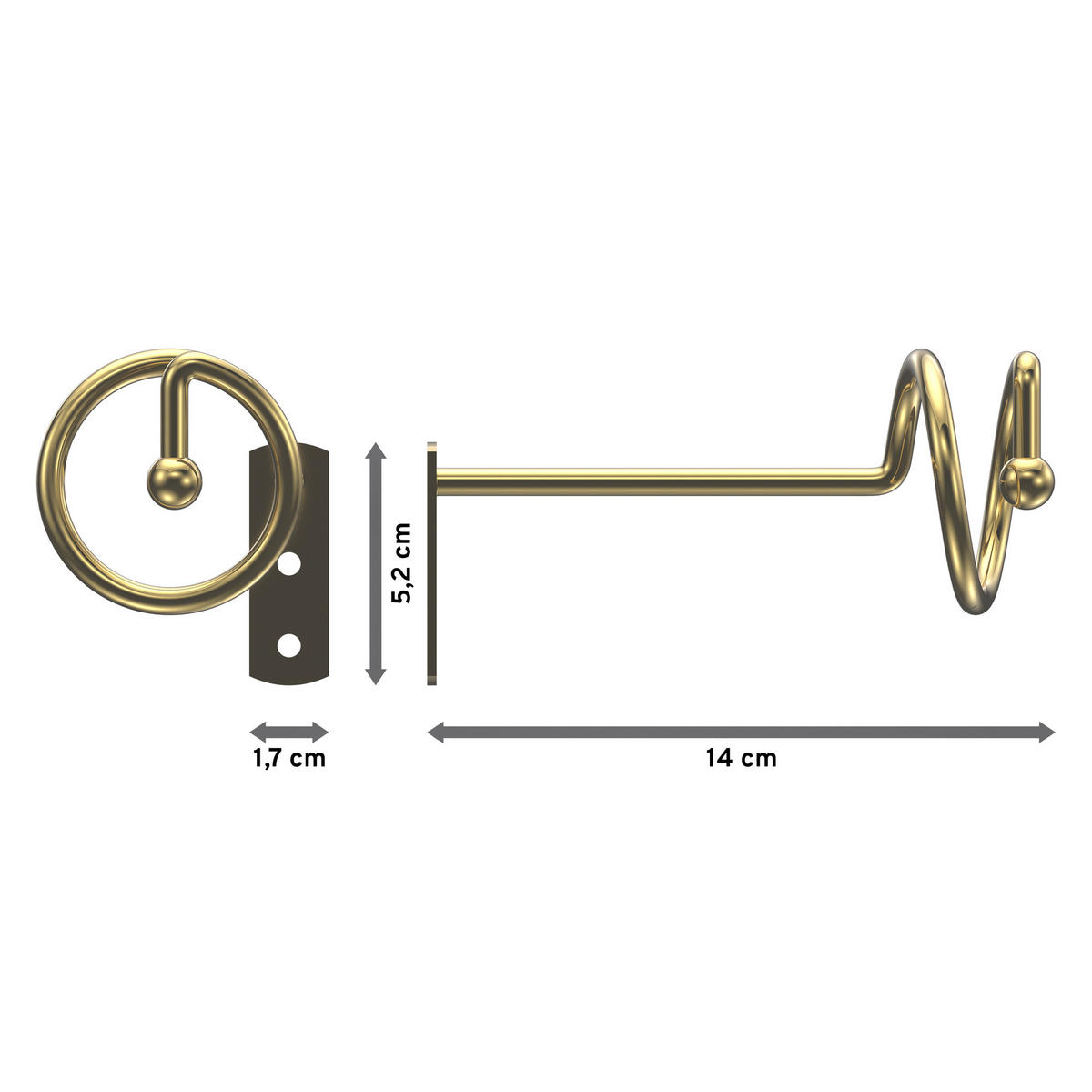 DRAPIERHAKEN für Gardinen/Vorhänge, Messing-farbig, Packung 1 Paar - Messingfarben, Metall (13.8/5.8/5.8cm) - INTERDECO