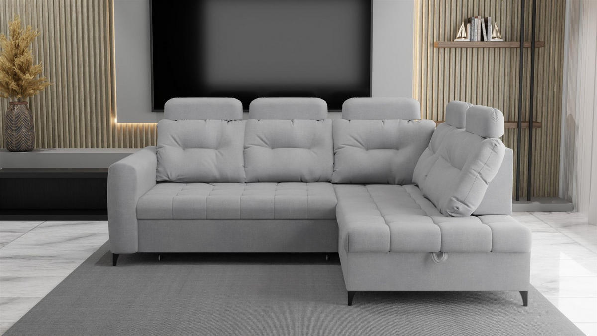 ECKSOFA Wendie - Hellgrau, Holzwerkstoff/Textil (250/200cm) - Fun Möbel